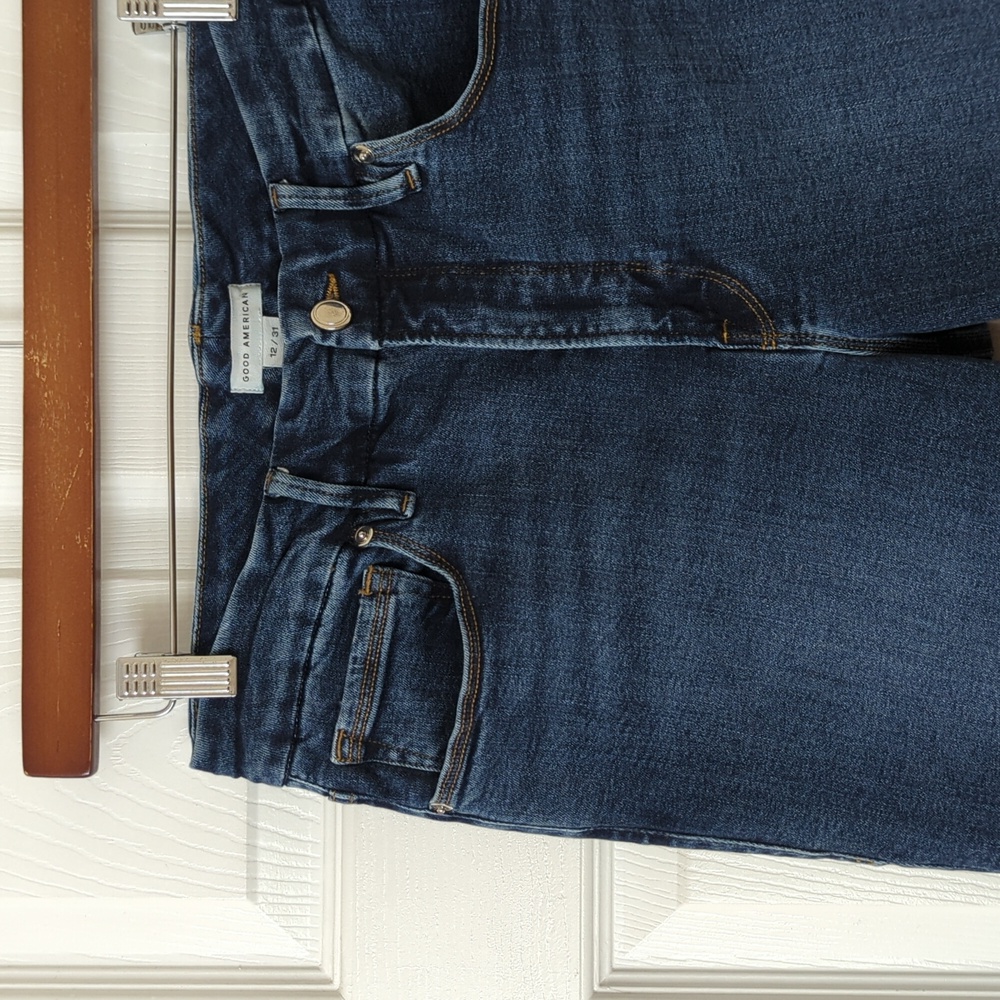 Good American Good Legs Dark Wash Mid Rise Ankle Cropped Skinny Jeans 12/31 - Picture 11 of 15